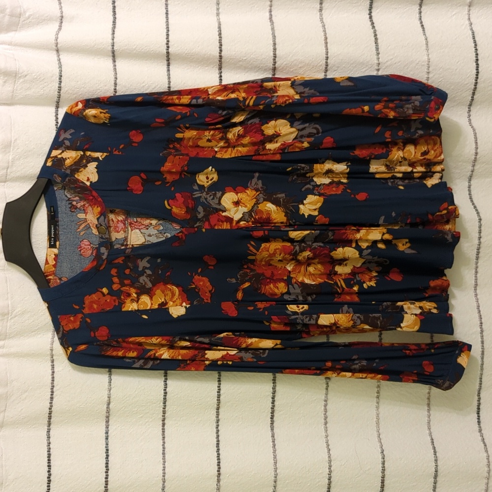 Dark Turquoise Blue Button snap front Blouse